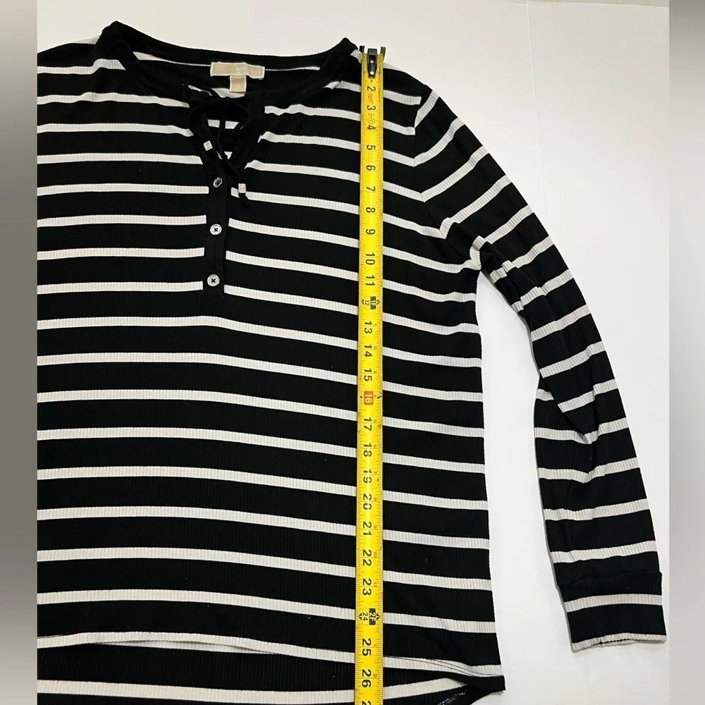 Black and White Striped Women's Top